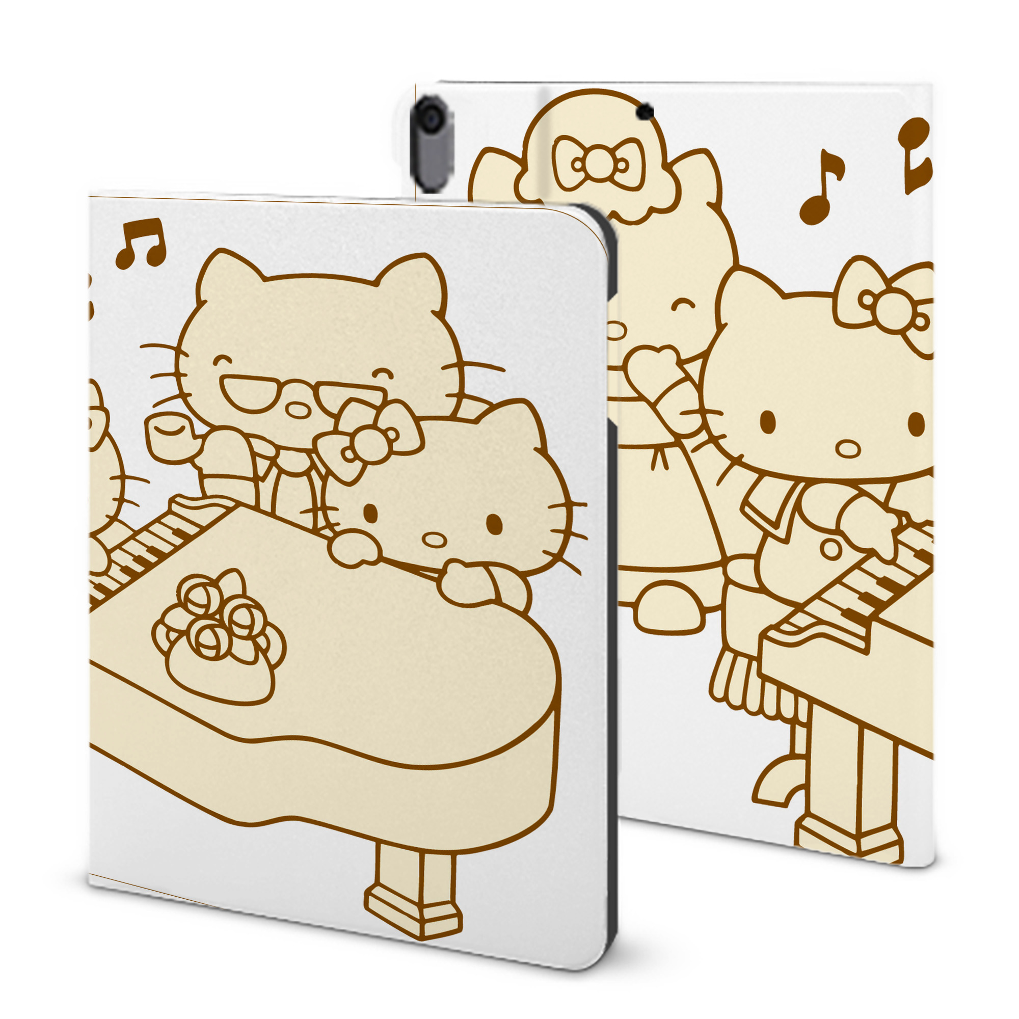 （画像用） Hello Kitty ハローキティ IPad ケース ブック型 PUレザー TPU 耐衝撃 軽量 薄型 ペン収納なし 全面保護 IPad 各モデル対応